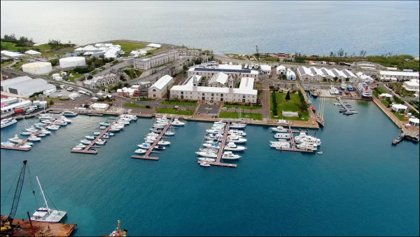 Dockyard clock tower mall from the sky