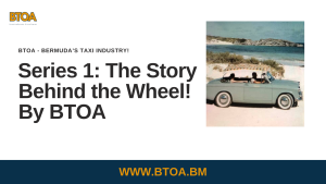THE STORY BEHIND THE WHEEL - BERMUDA TAXI IMAGE OF BERMUDA TAXI ON BEACH WITH CUSTOMERS