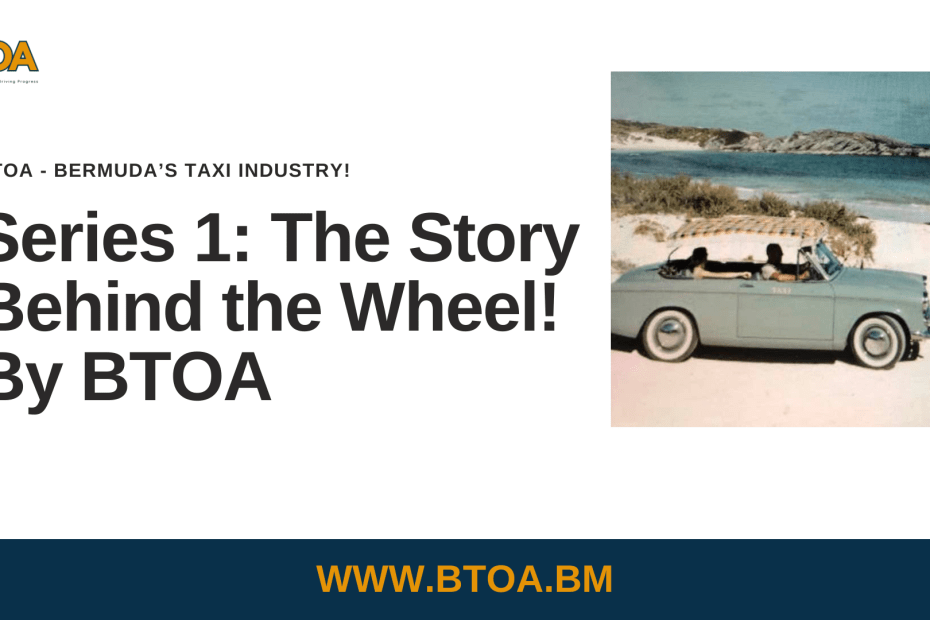 THE STORY BEHIND THE WHEEL - BERMUDA TAXI IMAGE OF BERMUDA TAXI ON BEACH WITH CUSTOMERS