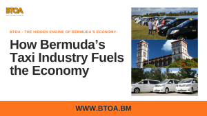 Split Image of Bermuda House of Assembly and Taxi parked