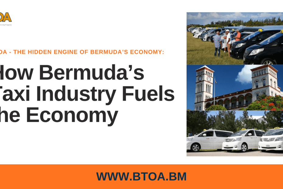 Split Image of Bermuda House of Assembly and Taxi parked