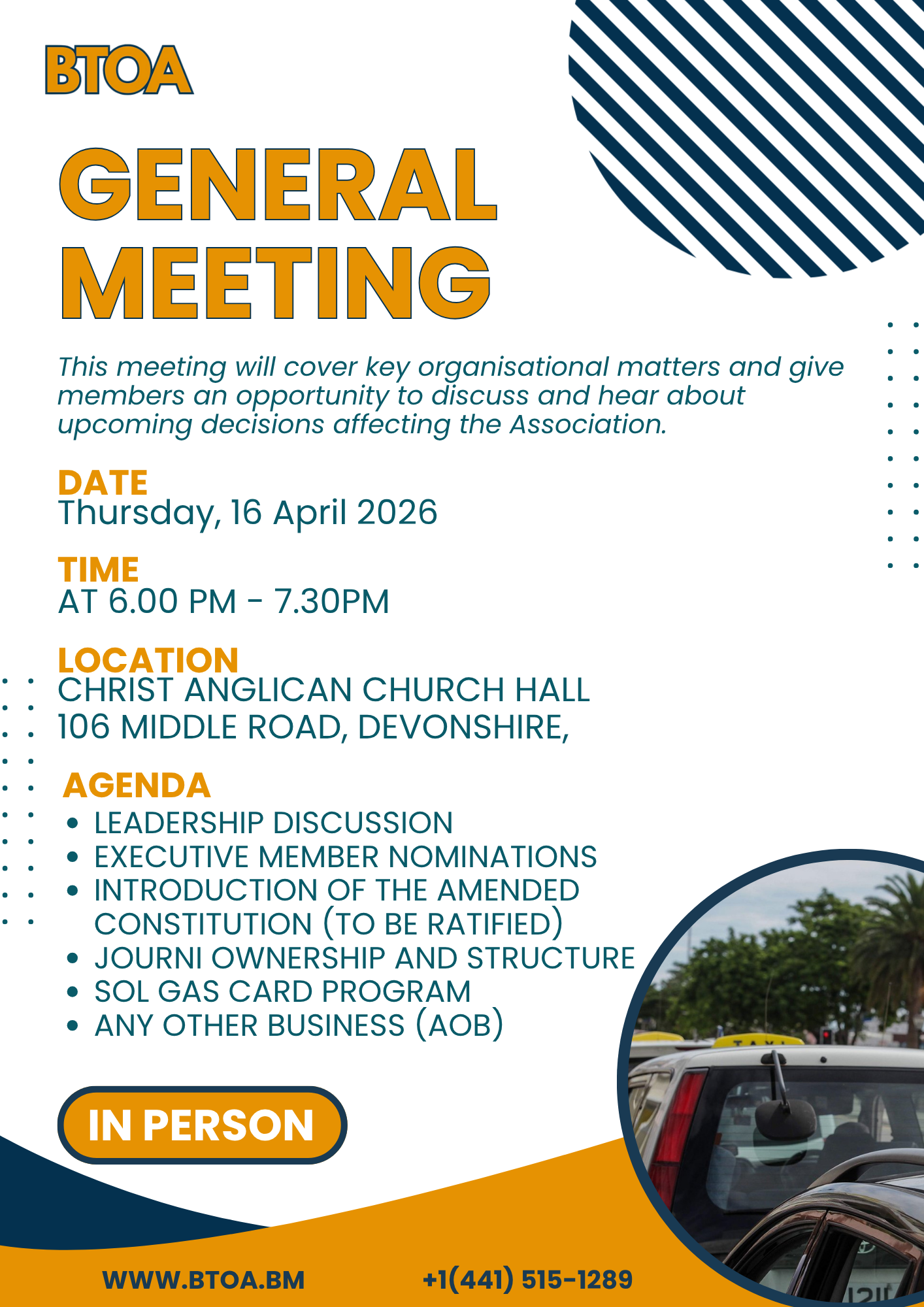 April 16 Meeting BTOA General Meeting